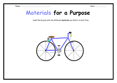 Materials - label a bicycle and roller-skate and complete the grids