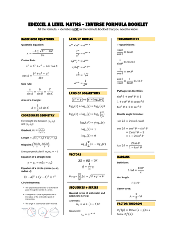 Edexcel Maths Formula Flashcards Teaching Resources - vrogue.co