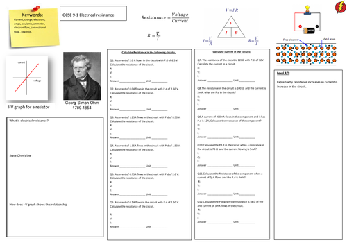 resistance worksheet | Teaching Resources
