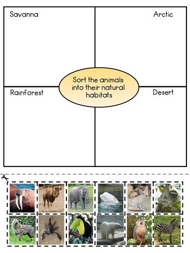 Habitats Animal Sort Cut And Paste | Teaching Resources
