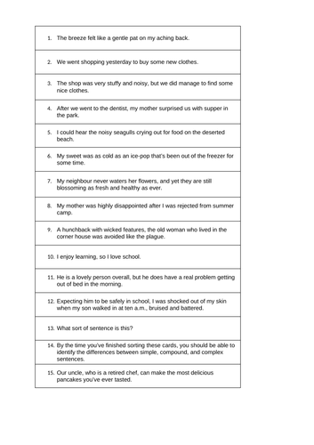 Simple Compound complex Sentences Lesson KS3 Teaching Resources