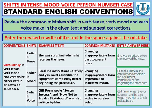 SHIFTS IN TENSE MOOD VOICE PERSON CASE NUMBER 14 GOOGLE SLIDES 