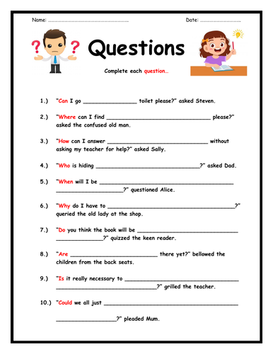 Questions - Sentence and Grammar work | Teaching Resources