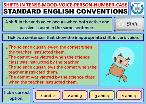 SHIFTS IN TENSE MOOD VOICE PERSON CASE NUMBER 9 WORKSHEETS WITH ANSWER 