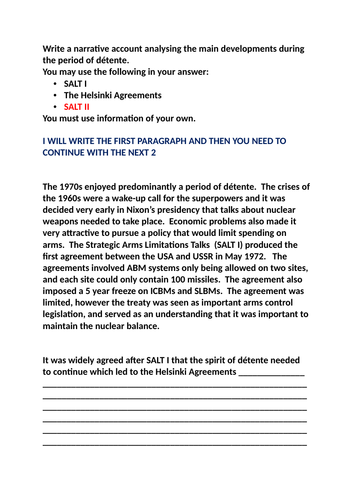 SUPERPOWER RELATIONS AND THE COLD WAR GCSE.  LESSON 19 DETENTE IN THE 1970s