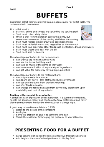 Catering Resource: Workbooks with questions and answers | Teaching ...