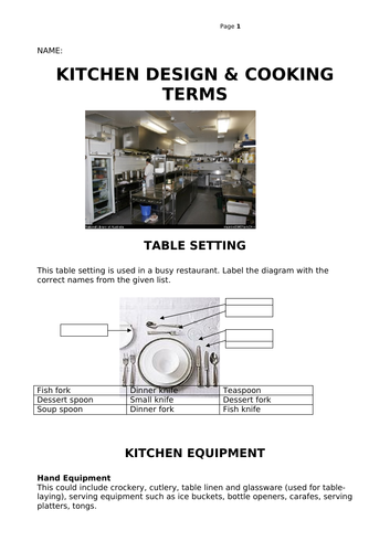 Catering Resource: Workbooks with questions and answers | Teaching ...