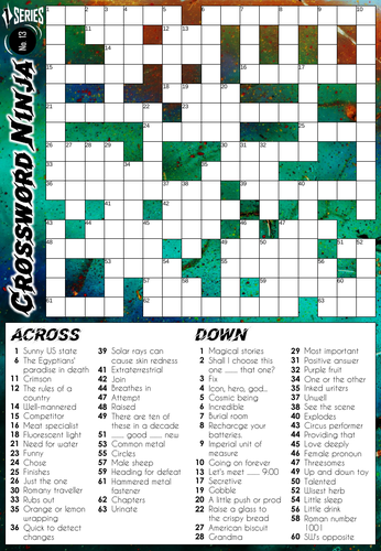 crossword ninja puzzle series 1 no 13 teaching resources