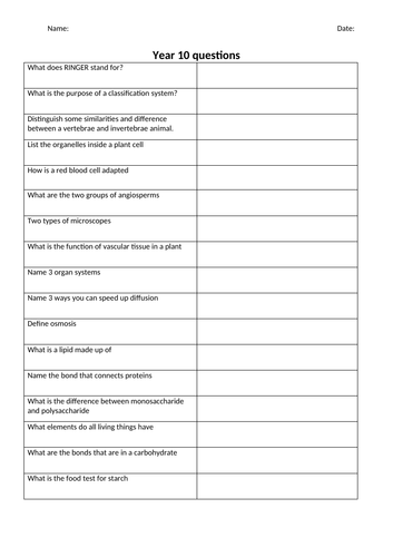 CIE GCSE Biology Unit of work (KS4) | Teaching Resources