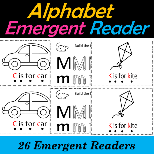 Alphabet Emergent Readers| 26 Beginning Sounds ABC Coloring Books - 200 ...