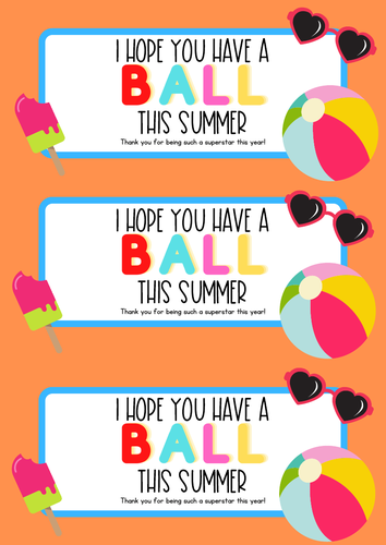 Have a ball this summer gift tag | Teaching Resources