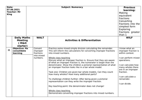 Year 5 fraction plan week 2