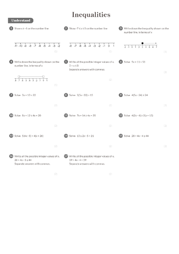 Inequalities Worksheet + Answers (Foundation GCSE) | Teaching Resources