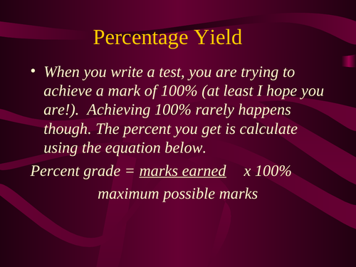Percent Yield Stoichiometry Problems Grade 11 Chemistry Power Point