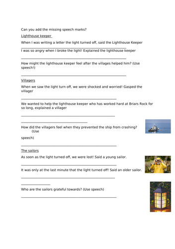 Direct speech KS2/KS1 activity