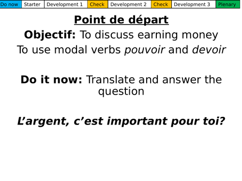 Point de départ Dynamo 3 Module 2.1 (pouvoir, devoir, pocket money)