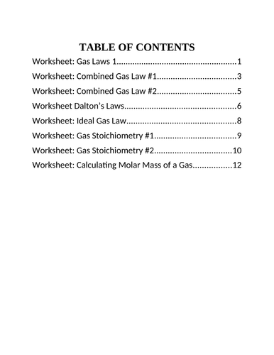 8 WORKSHEETS GASES Worksheets Grade 11 Chemistry Worksheet Gas Unit WITH ANSWERS