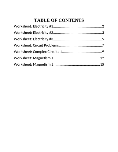 7 WORKSHEETS ELECTRICITY AND MAGNETISM Worksheets Grade 11 Physics WITH ANSWERS