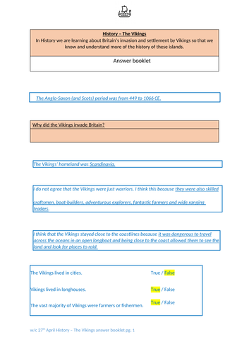 primary homework help vikings ks2