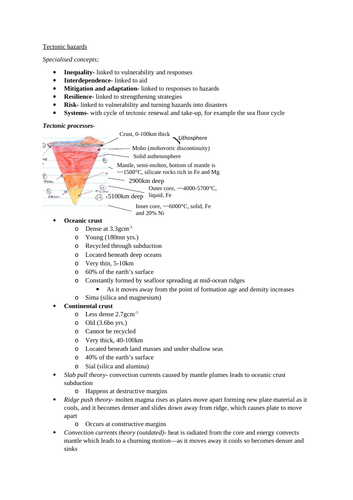 A Level Geography Tectonic Hazards Revision Notes (WJEC/ Eduqas)