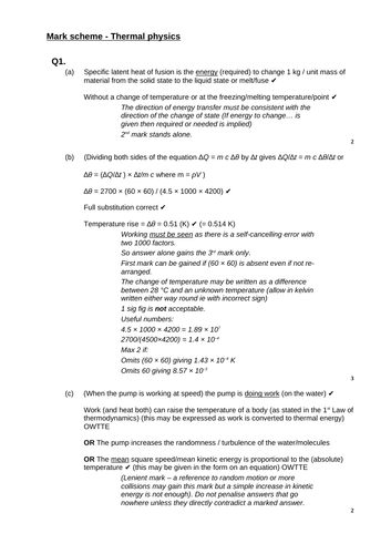 A level Physics - Further mechanics and thermal physics (Chapter 19) Thermal physics - Assessment