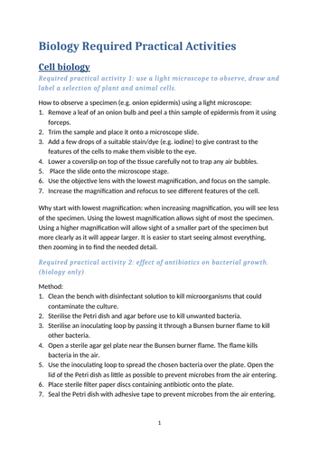 aqa gcse 9 1 biology required practical activities teaching resources