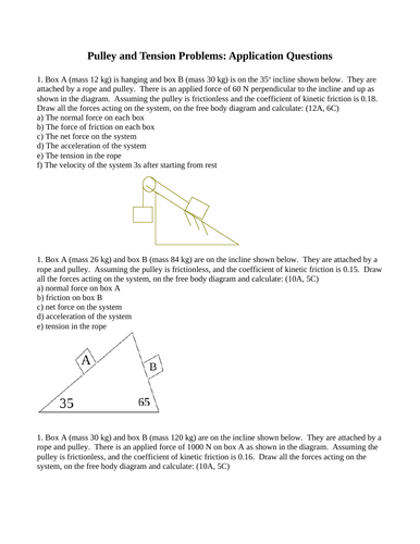 physics pulley problems tension