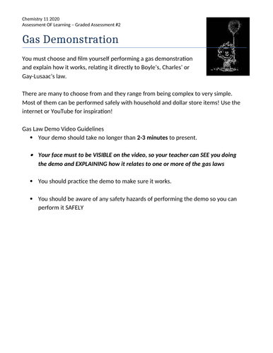 Boyle's Law, Charles Law, Gay-Lussac's Law Assignment Grade 11 Chemistry