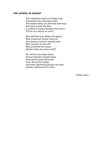 Poetry about school Year 6/7 | Teaching Resources