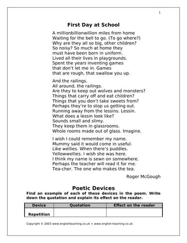 Poetry about school Year 6/7 | Teaching Resources