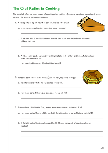 Real World Maths- Ratios in Cooking | Teaching Resources