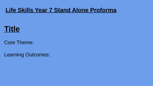 Year 8 Life Skills Lessons | Teaching Resources