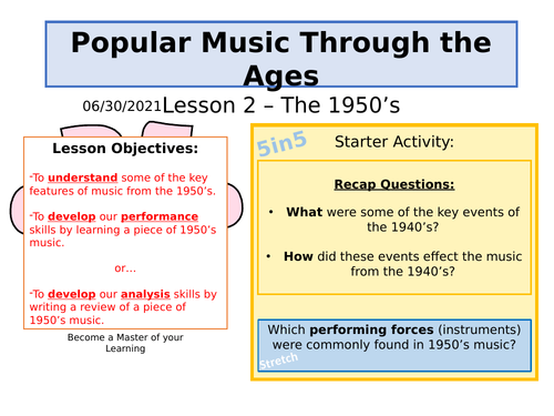 Pop Music through the ages 1940's-1980's