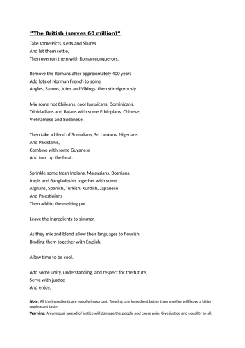 The British Benjamin Zephaniah Lesson Plan – LBEGMS