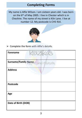 Functional Skills English - Entry Level 2 Writing - Form Filling ...