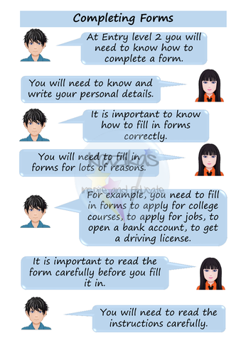 Functional Skills English - Entry Level 2 Writing - Form Filling ...