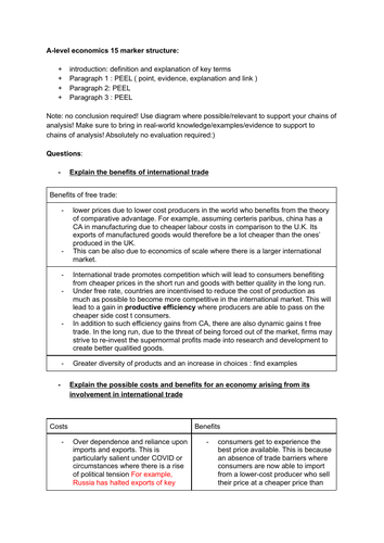 economics a level essay plans