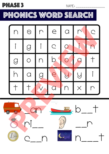 Phase 3 Phonics Word Search - Spell and Find | Teaching Resources