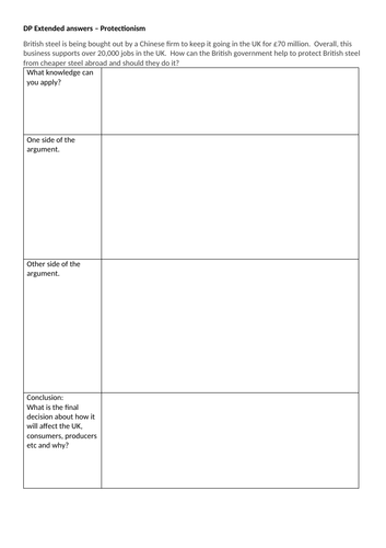 GCSE economics extended answers practice | Teaching Resources