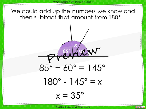 Calculating Angles on a Straight Line - Year 5 | Teaching Resources