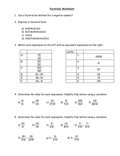 introduction to factorials | Teaching Resources