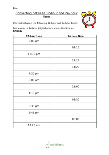 converting-12-hour-and-24-hour-clock-differentiated-worksheets-lupon