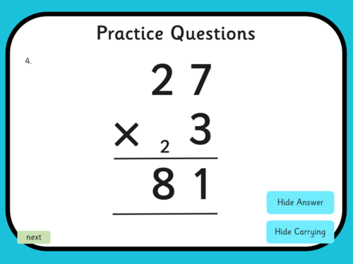 Multiplying 2 Digit Numbers By 1 Digit Numbers PowerPoint Teaching 