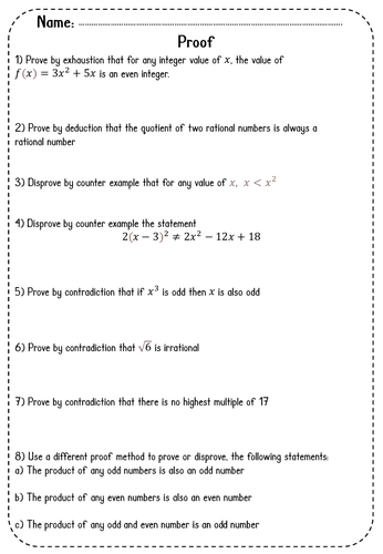 Proof - Mixed Method Worksheet