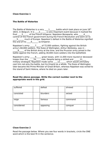 Cloze Exercises - Free Sample - 11+ / Literacy | Teaching Resources