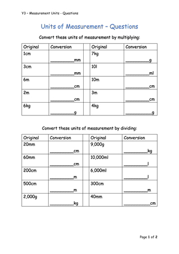 Y3 Maths - Units of Measurement | Teaching Resources