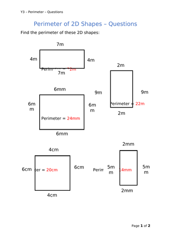 Y3 Maths - Perimeter