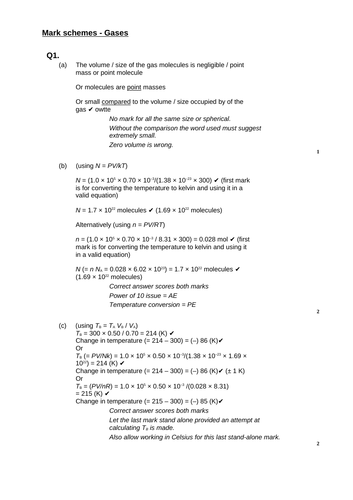 A level Physics - Further mechanics and thermal physics (Chapter 20) Gases - Assessment