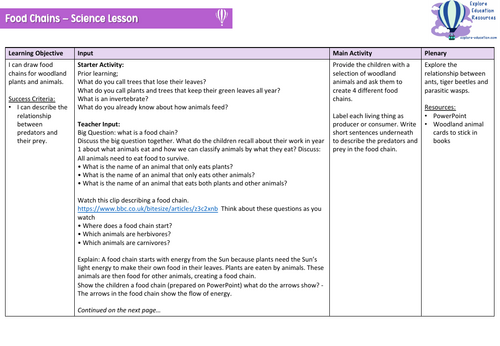 Woodland Food Chains – KS2 Science Lesson (Y3–Y6) | Teaching Resources