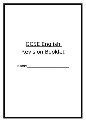 GCSE ENGLISH REVISION BOOKLET | Teaching Resources